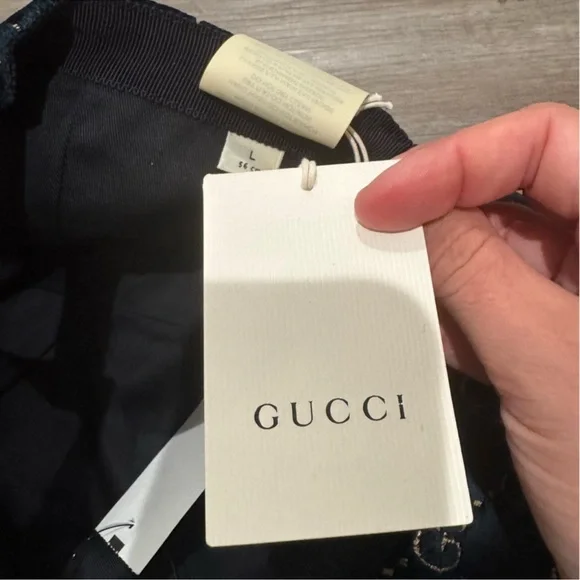 Gucci Double GG Logo Sapphire Blue Gold Velvet Baseball Cap Hat - Picture 13 of 14